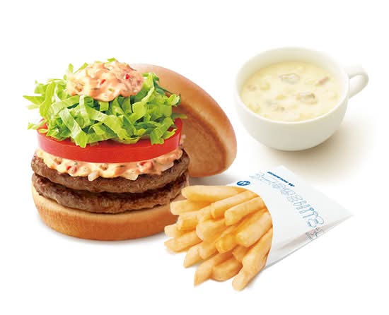 ダブルモス野菜バーガー＋70円ドリンクセット