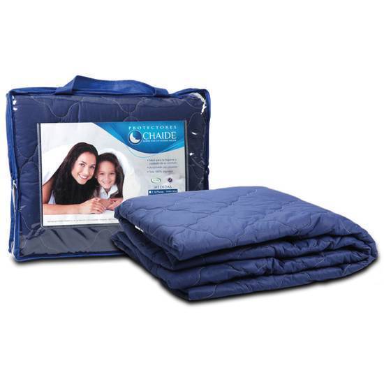 Protector de colchón acolchado azul 1 ¼ plaza: 0.90 x 1.90