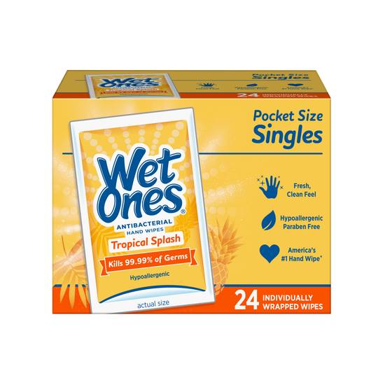 Wet Ones Antibacterial Hand Wipes Tropical Splash Individually Wrapped (24 ct)