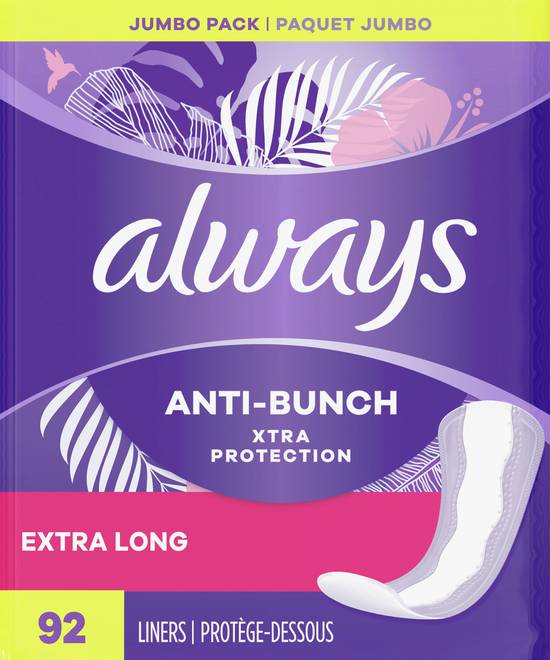 Always Anti-Bunch Xtra Protection Extra Long Daily Liner (92 ct)