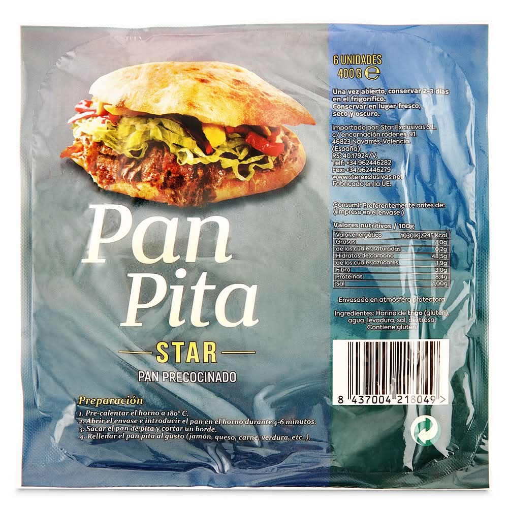 Pan De Pita Precocido Star Bolsa 400 G