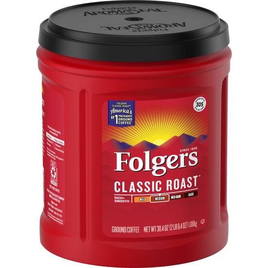 Folgers Classic Roast Ground Coffee, 38.4 OZ