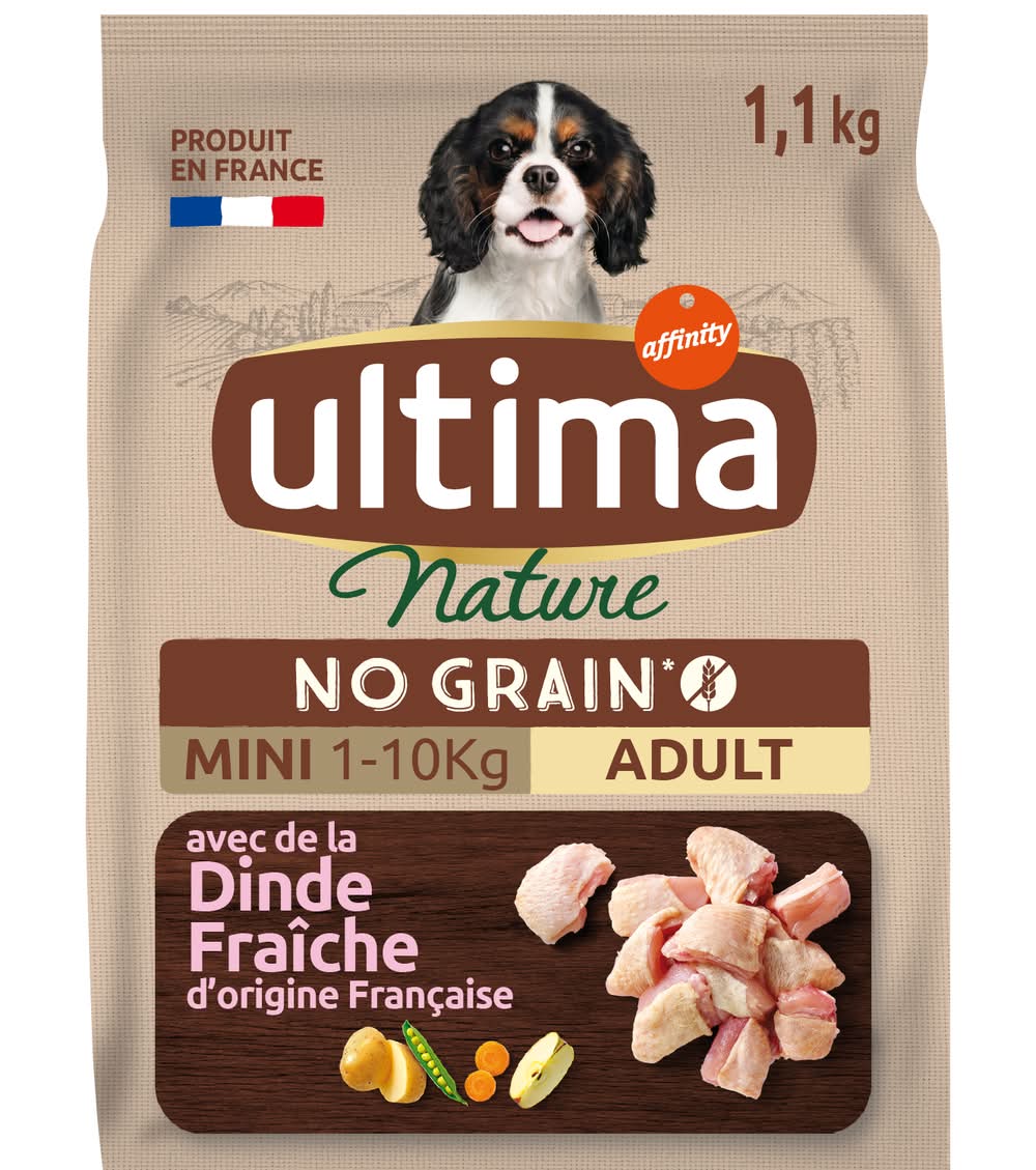 Ultima - Croquettes pour chien adult mini nature à la dinde sans céréales (1,1kg)