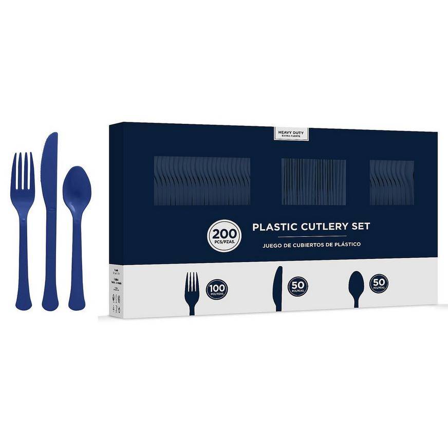 Party City Heavy Duty Plastic Cutlery Set (navy blue)