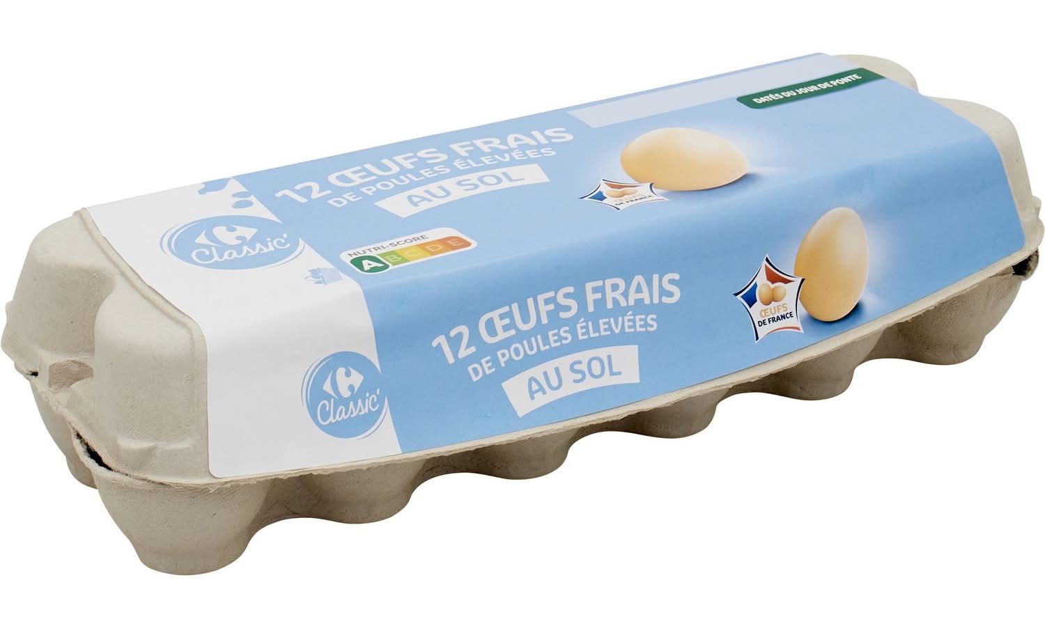 Œufs Frais de Poules élevées au Sol CARREFOUR CLASSIC' - la boite de 12 œufs