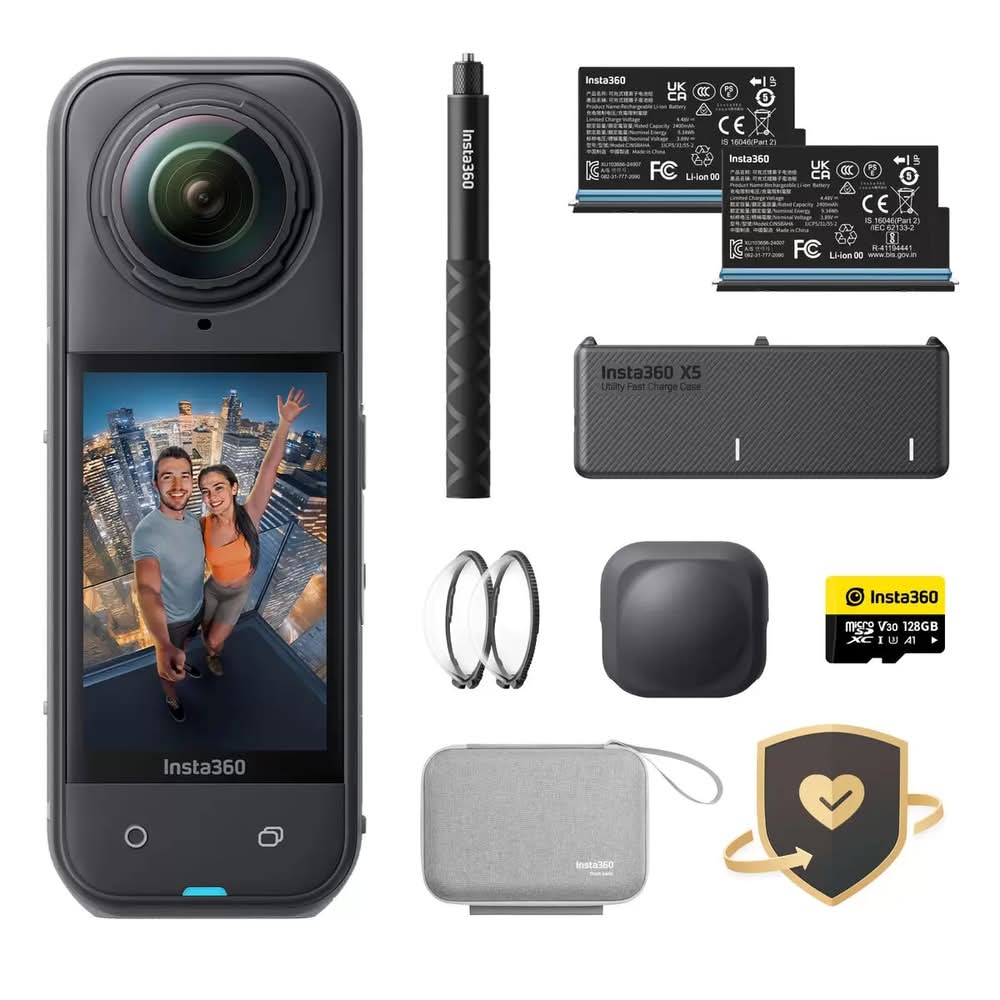 INSTA360 X5 セット 予備バッテリー/レンズキャップ 自撮り棒/FLEXICARE付属