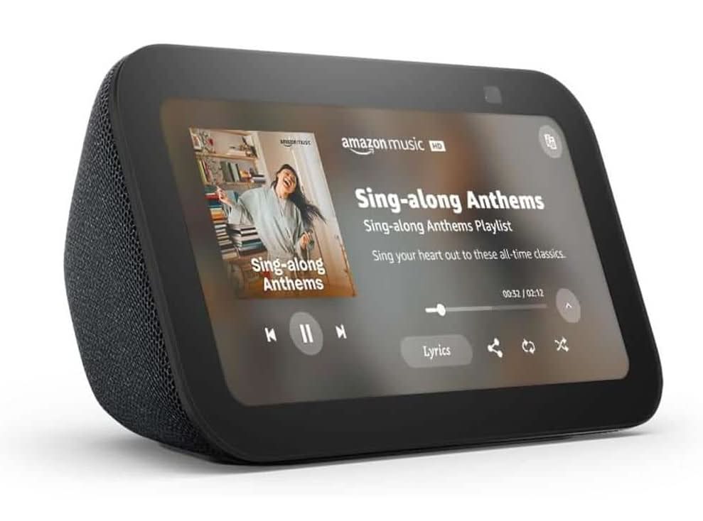 Amazon Echo Show 5 (3Rd Gen, 2023 Release), Smart Display With Deeper Bass And Clearer Sound, Charcoal