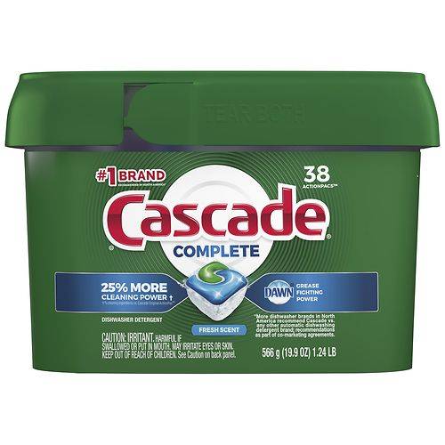 Cascade Complete ActionPacs Dishwasher Detergent Fresh - 19.9 oz x 38 pack