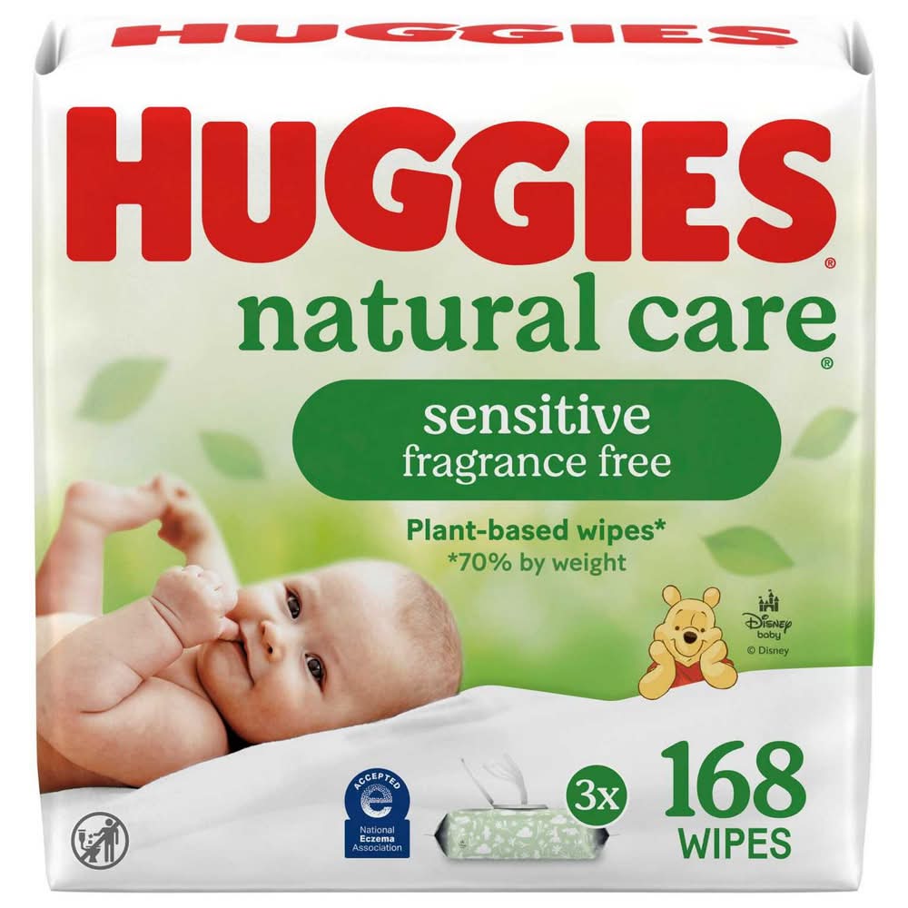 Huggies Natural Care, Sensitive & Fragrance Free Baby Wipes, 3 Pk, 168 Ct