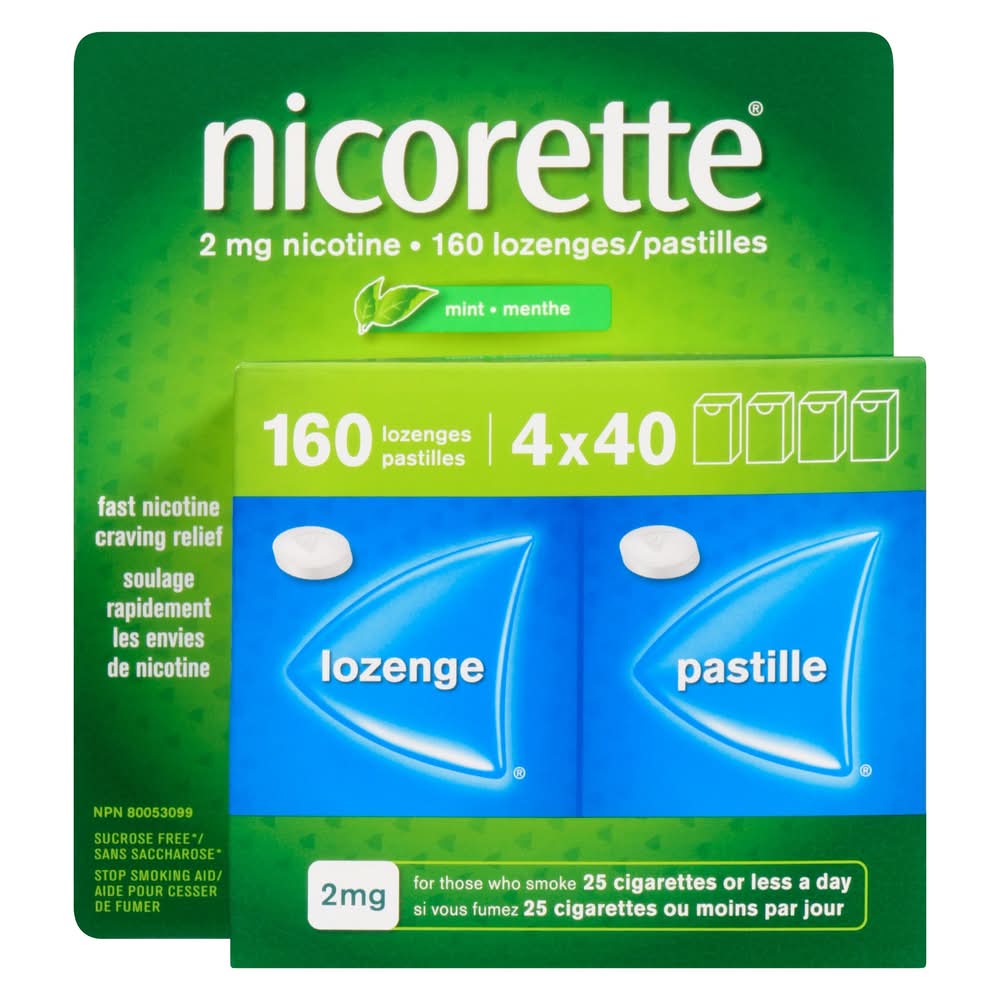 Nicorette 2 Mg Fast Nicotine Craving Relief Lozenges, Mint (160 ct)