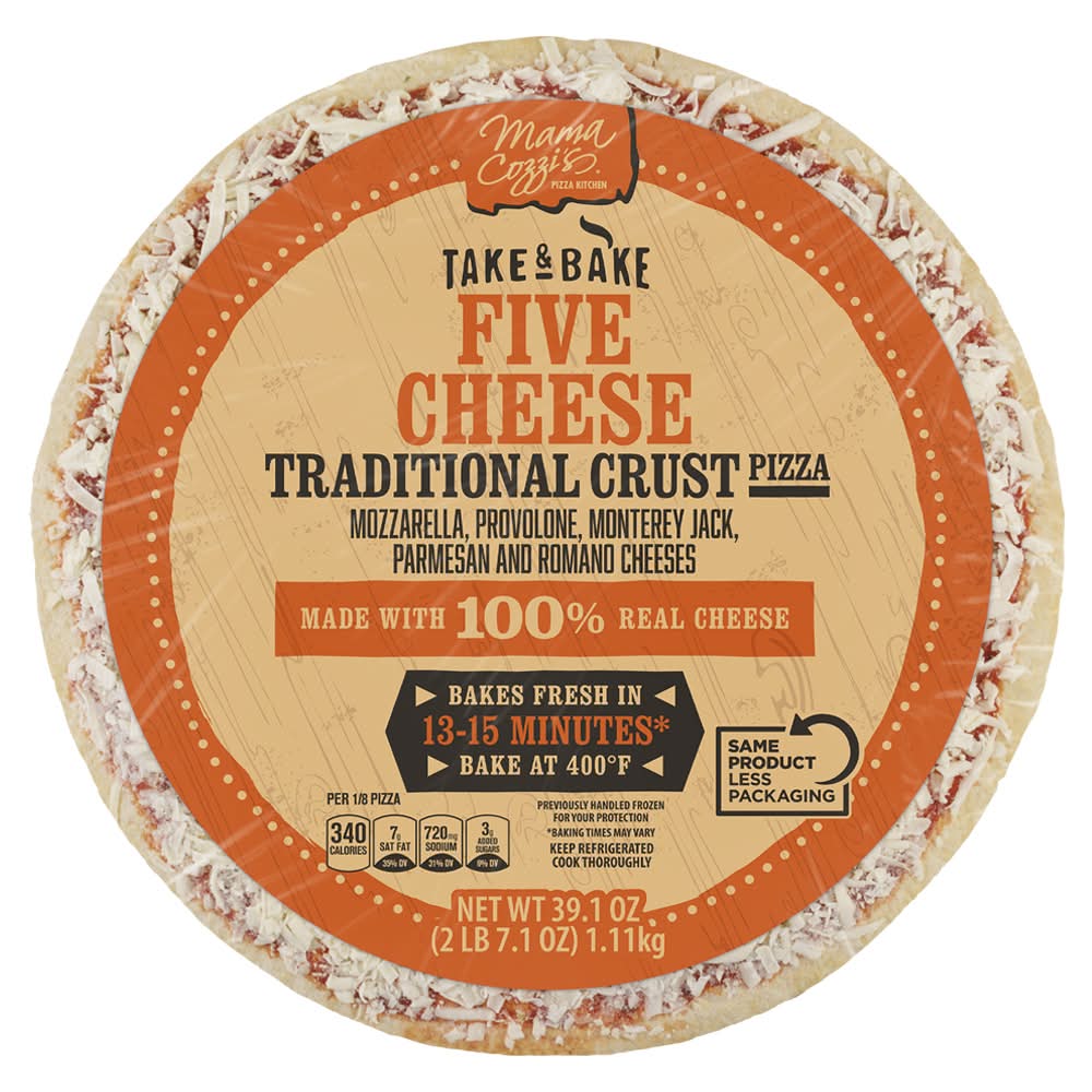 Mama Cozzi’s Take & Bake Traditional Crust Pizza, Five Cheese, 16 in (41.59 oz)