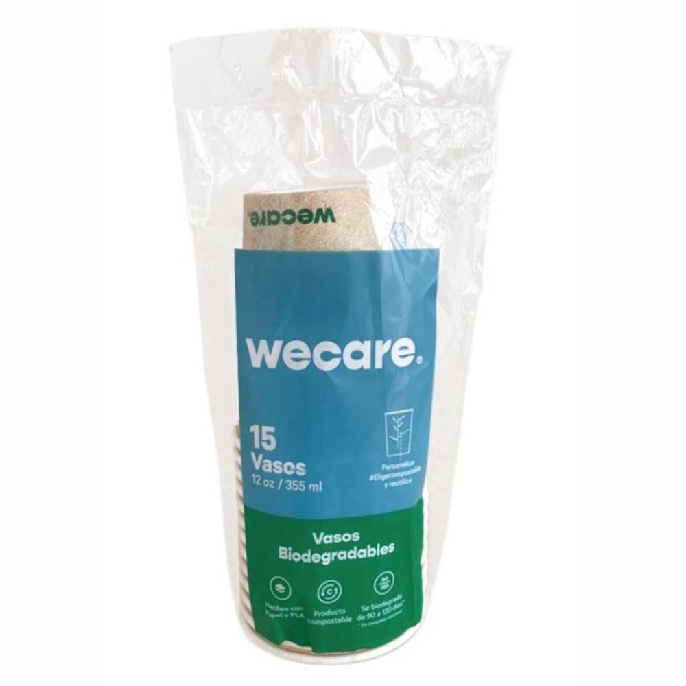 We care vasos biodegradables (bolsa 15 piezas)