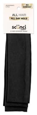 Scunci No Damage Stretch Fabric Headbands, Black (5 ct)