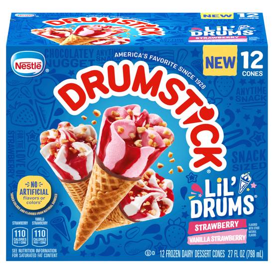 Drumstick Lil' Drums Frozen Dairy Dessert Cones (strawberry-vanilla)
