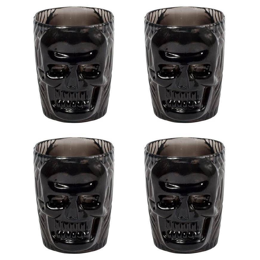 Party City Skull Shot Glasses, Black (4 ct)