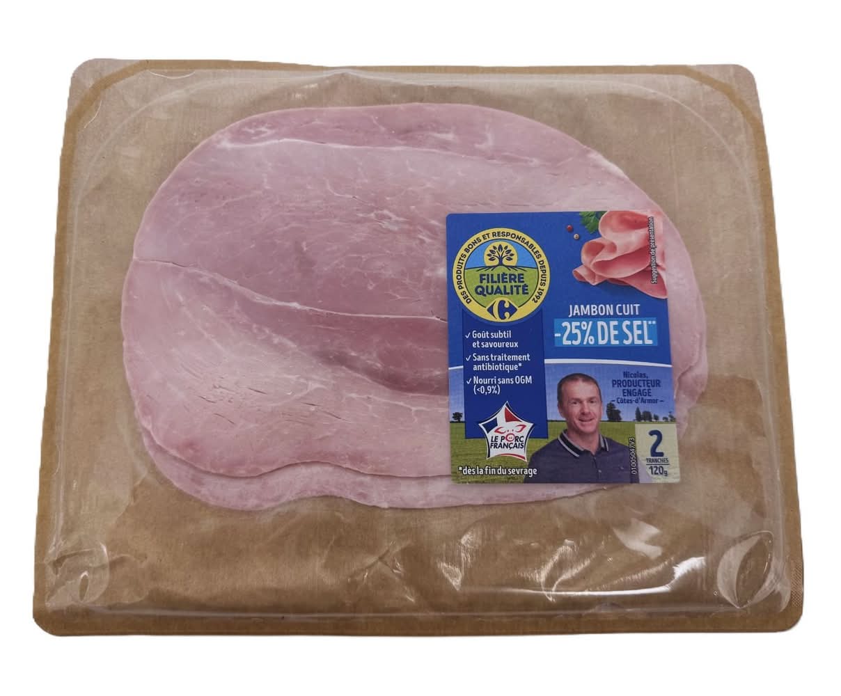 Filière Qualité Carrefour - Jambon cuit découenné réduit en 25% de sel (2)