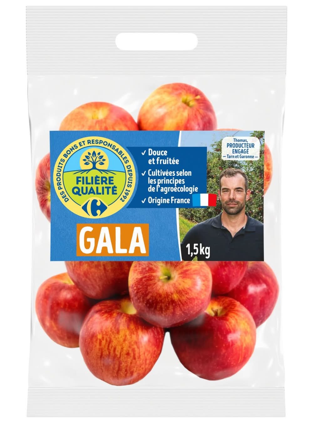 Filière Qualité Carrefour - Pommes gala agroécologie (1,5kg)