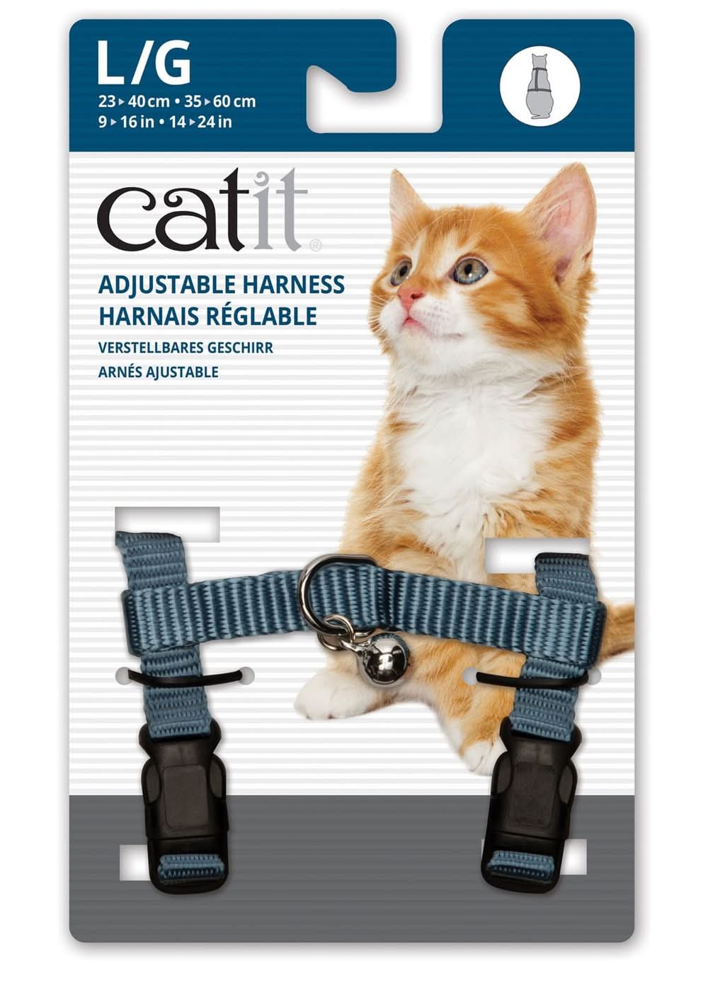 Catit Nylon Adjustable Blue Cat Harness, Large
