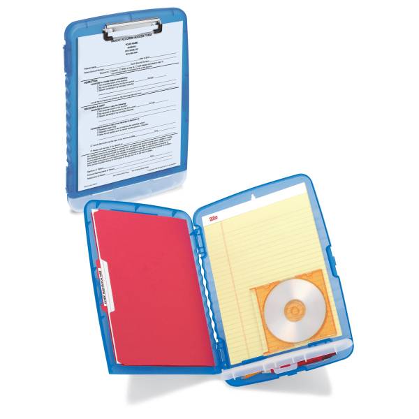Office Depot Brand Form Holder Storage Clipboard Box, 10" X 14-1/2", Charcoal/Blue