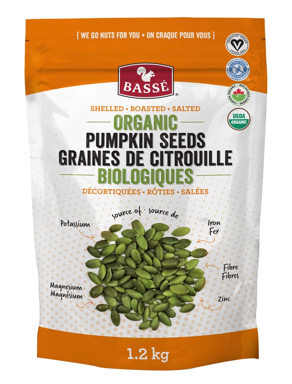 Bassé - Graines De Citrouille Biologiques, 1,2 Kg / Bassé Organic Pumpkin Seeds, 1.2 Kg