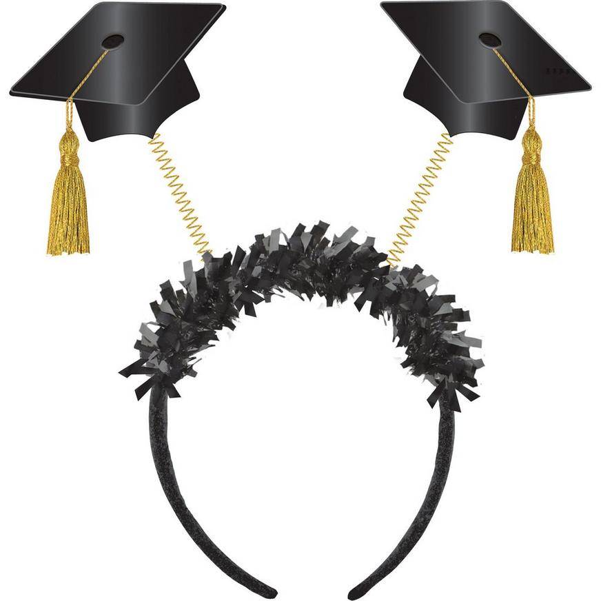 Party City Graduation Caps Fabric Tinsel Head Bopper (9.3 inch x 9.6 inch)