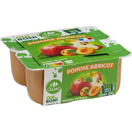 Compote pomme abricot CARREFOUR - les 4 pots de 100g