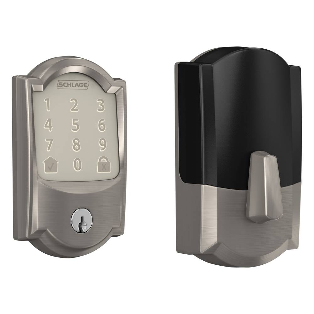 Schlage Encode Camelot Satin Nickel Smart Lock Electronic Deadbolt With Wifi Touchscreen Keypad Be489wb V Cam 619