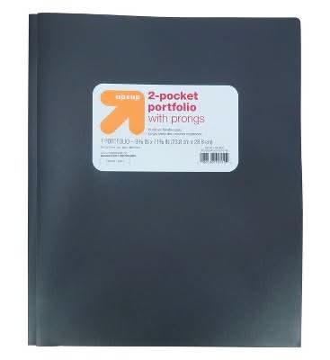 up&up 2 Pockets Plastic Folder With Prongs, 23.8*28.8 cm, Black