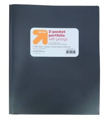up&up 2 Pockets Plastic Folder With Prongs, 23.8*28.8 cm, Black