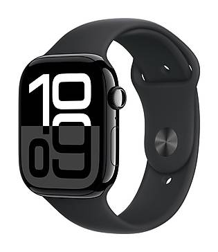 Apple Watch Series 10 46 MM Midnight GPS, Jet Black Aluminum Case, Black Sport Band (MWWP3LW/A)