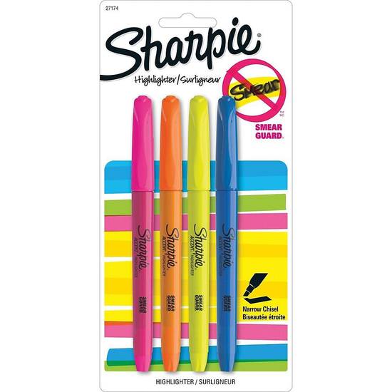 Sharpie Pocket Highlighters, Assorted (4/pack)