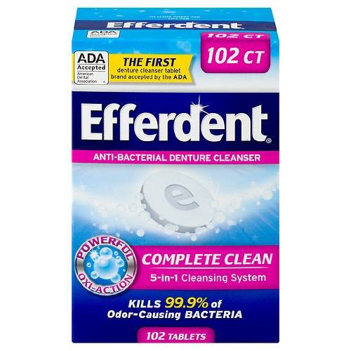 Efferdent Anti-Bacterial Denture Cleanser - 102.0 ea