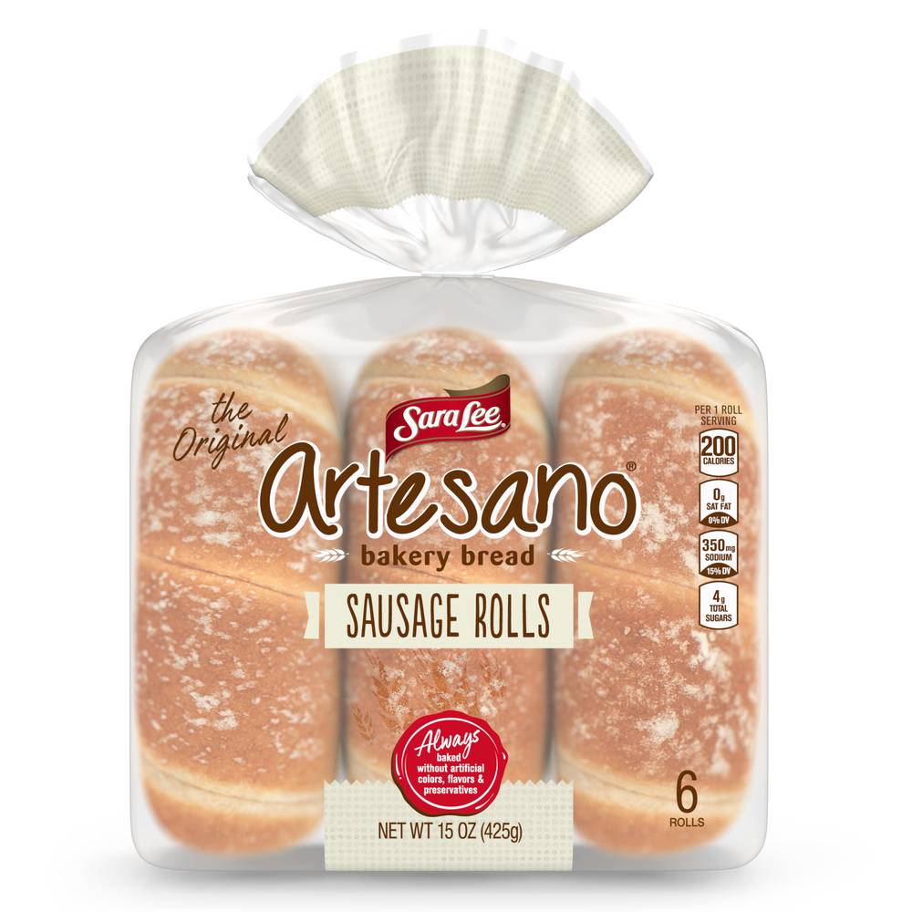 Sara Lee Artesano Sausage Rolls Bakery Bread, 6 ct (15 oz)