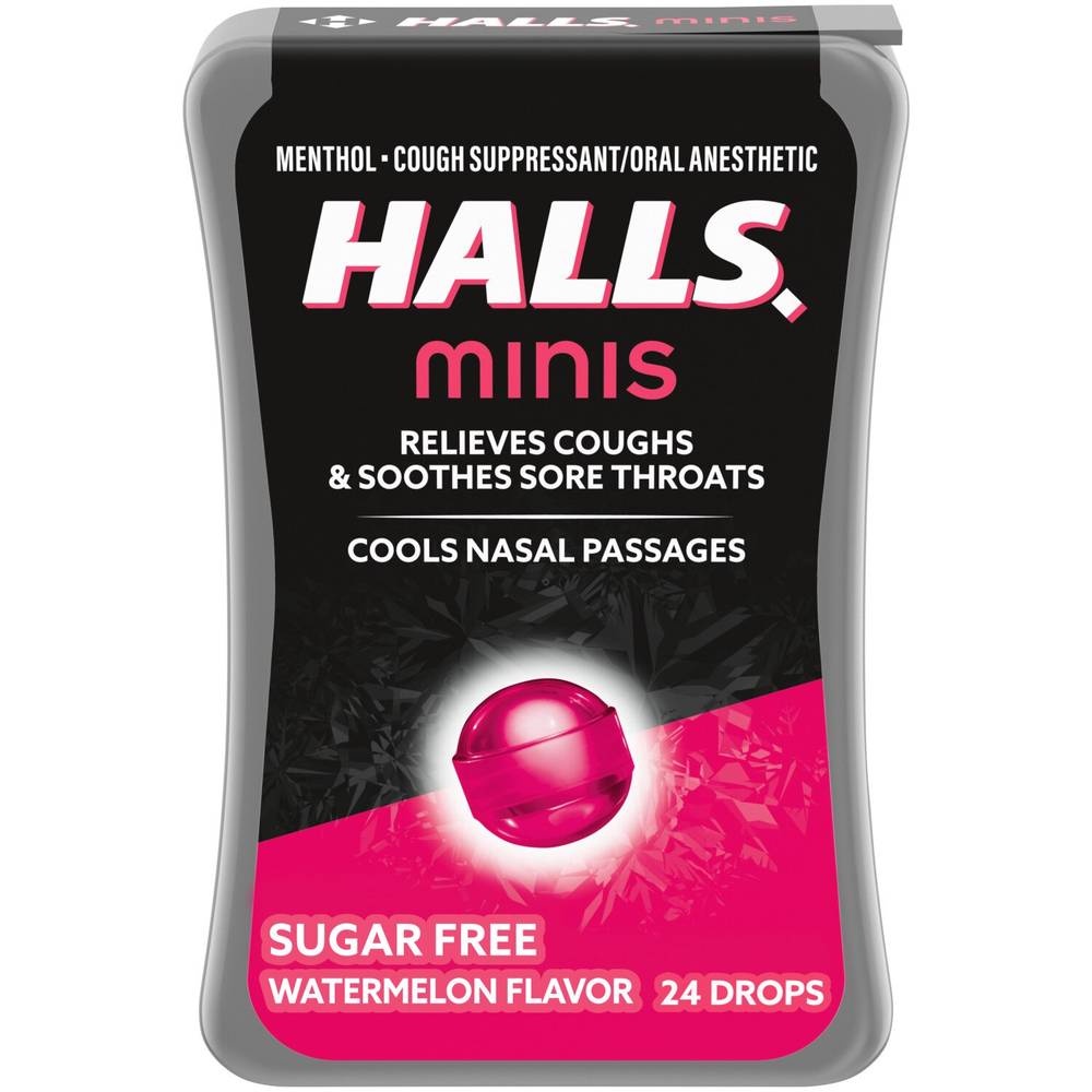 Halls Sugar Free Minis Cough Drops, Watermelon, 24 CT
