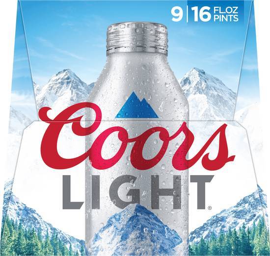Coors Light Lager Beer (9 ct, 16 fl oz)