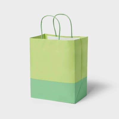 Spritz Two Color Block Gift Bag, Small, Green