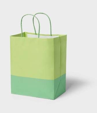 Spritz Two Color Block Gift Bag, Small, Green