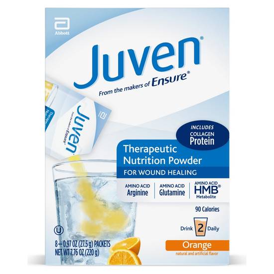 Juven Therapeutic Nutrition Powder for Wound Healing, Orange, 8 CT