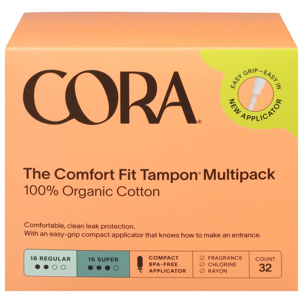 Cora The Comfort Fit Regular & Super Tampons With Applicator Multipack (32 ct)