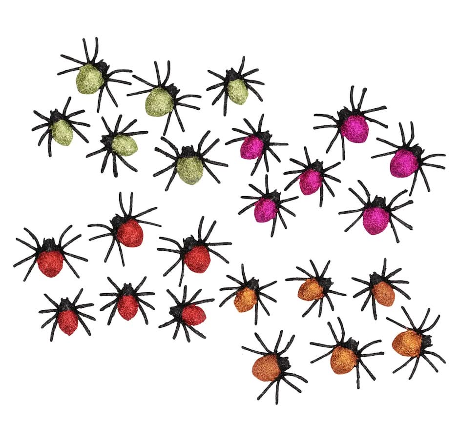 Seasonal Collection Mini Halloween Glitter Spiders, Assorted (6 ct)