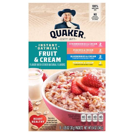 Quaker Fruit & Cream Instant Oatmeal Variety pack (8 ct)