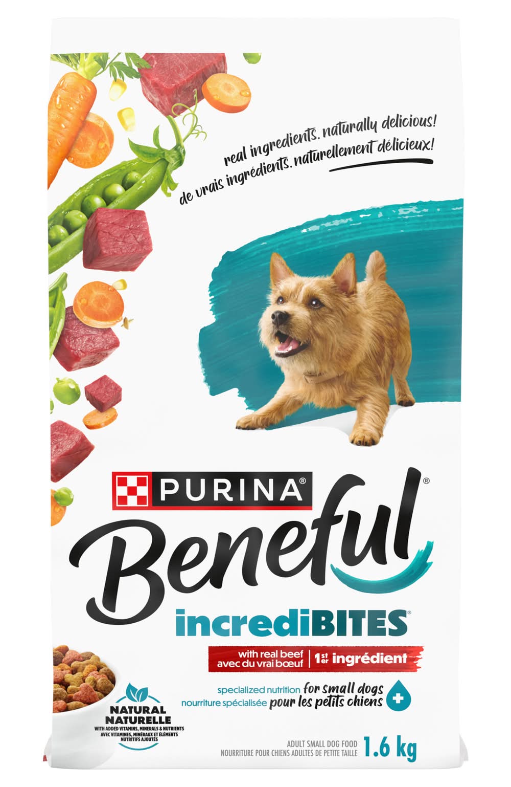 Purina Beneful Incredibites Dry Dog Food, Real Beef, Adult-Small Breed (1.6 kg)