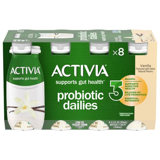 Activia Probiotic Dailies Vanilla Lowfat Yogurt Drink (8 ct, 3.1 floz)