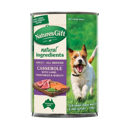 Nature's Gift Adult All Breeds Wet Dog Food Casserole Gravy Lamb 700g