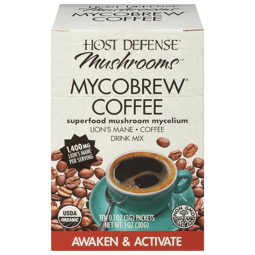 Host Defense Mushrooms Mycobrew Coffee Drink Mix Packets (1 oz, 10 ct)