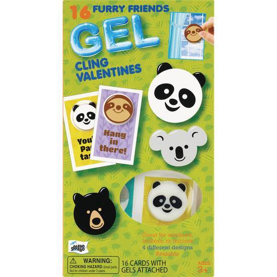 Mello Smello 3+ Furry Friends Gel Cling Valentines Cards Kit