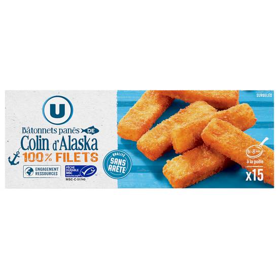 U - Bâtonnets panés de colin d'alaska (15 pièces)