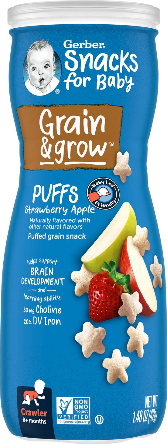 Gerber Snacks For Baby Grain & Grow Strawberry Apple Puffs