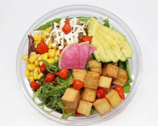 Vegetarian Bowl + 8oz side topping + Any Drink