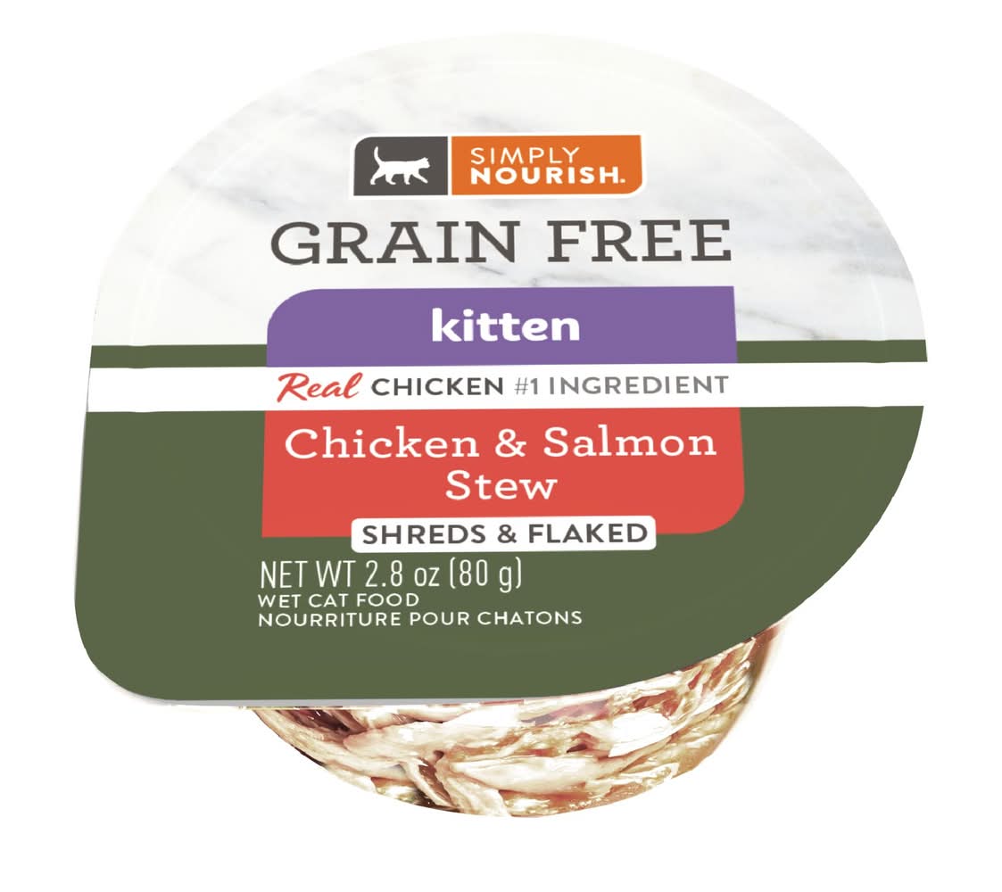 Simply Nourish Cat - Kitten, Wet Food, Stew, Grain Free, Chicken, Salmon, 2.8 OZ (Flavor: Chicken & Salmon, Size: 2.8 Oz)